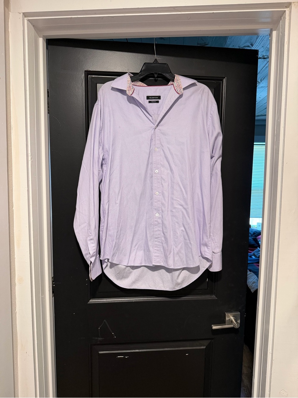 Bugatchi Lavender Dress Shirt with Patterned Inner Collar